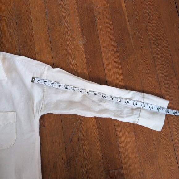 Rifle Paper Company Floral Trim Wool Blend Long-Line Button Up Tunic Off White - Picture 15 of 16